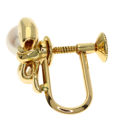 MIKIMOTO Ribbon Pearl Earring K18 Yellow Gold Ladies [Used]