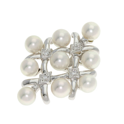 MIKIMOTO Pearl Pearl Diamond Pendant top K18 White Gold Ladies [Used]