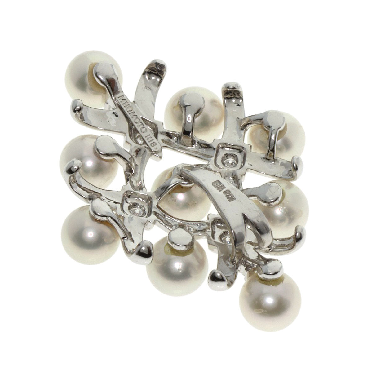 MIKIMOTO Pearl Pearl Diamond Pendant top K18 White Gold Ladies [Used]