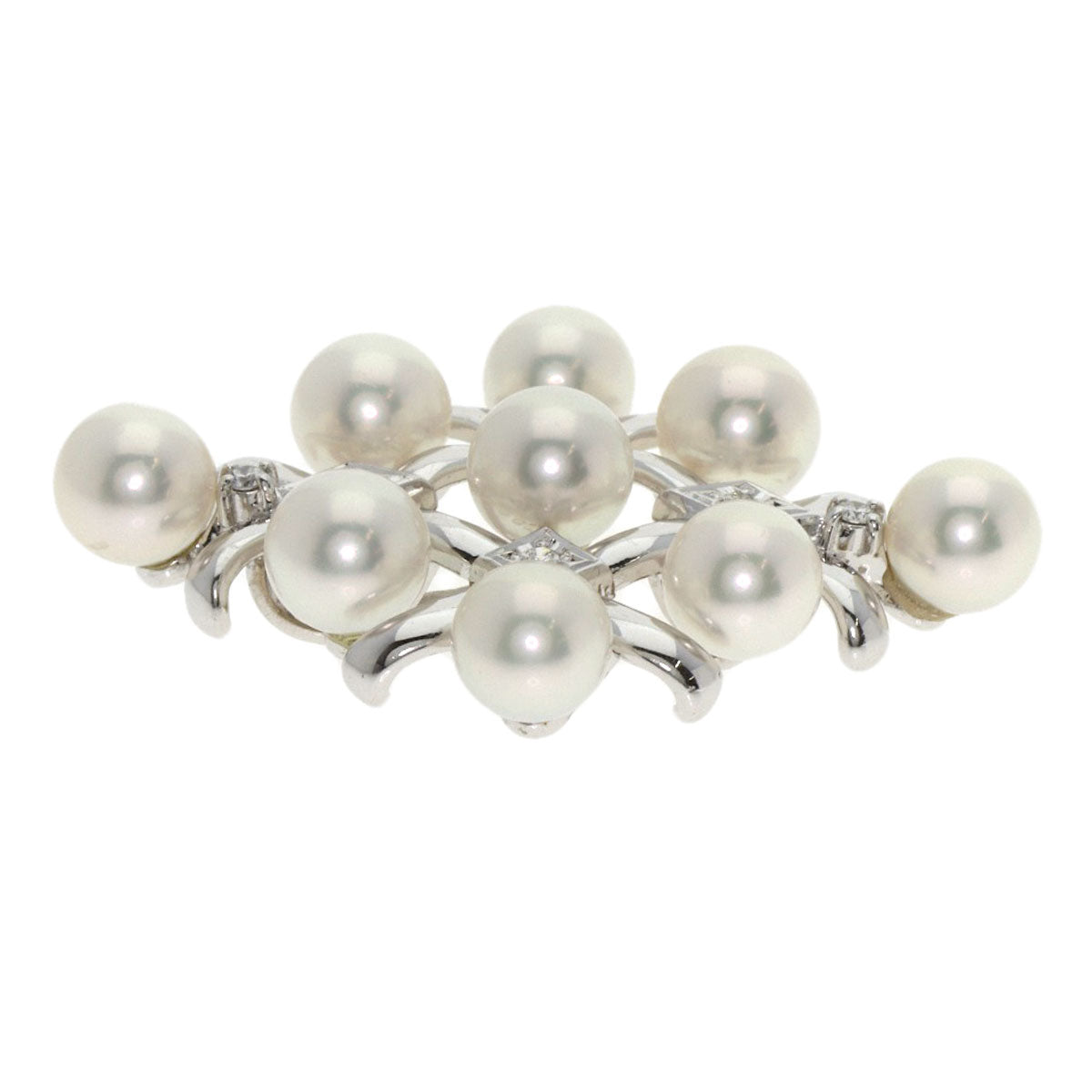 MIKIMOTO Pearl Pearl Diamond Pendant top K18 White Gold Ladies [Used]