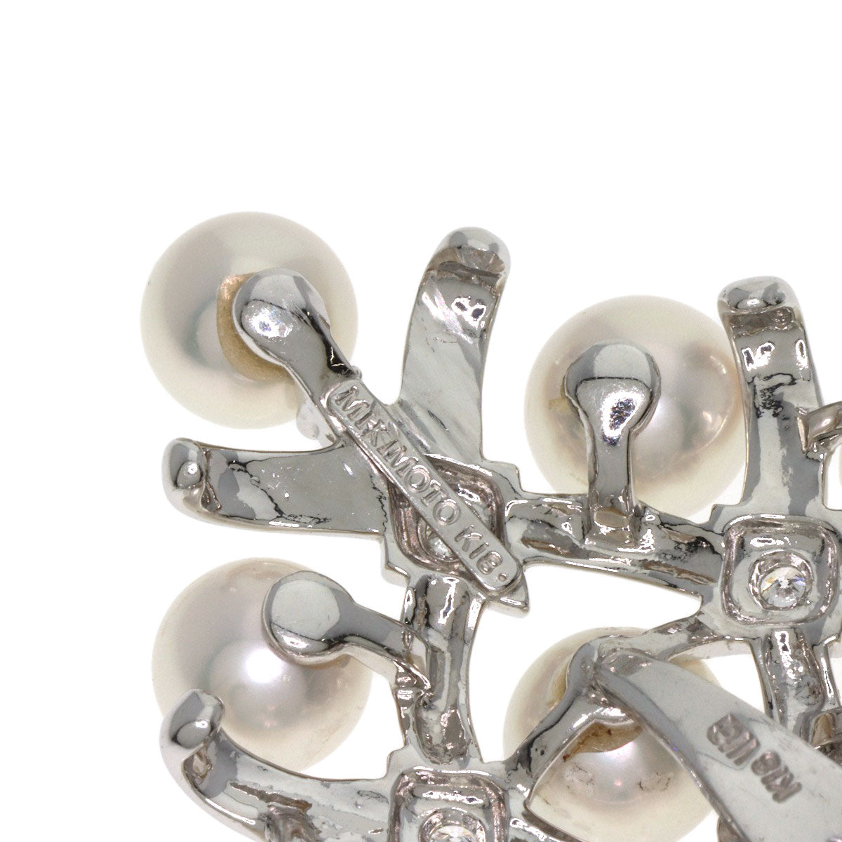 MIKIMOTO Pearl Pearl Diamond Pendant top K18 White Gold Ladies [Used]