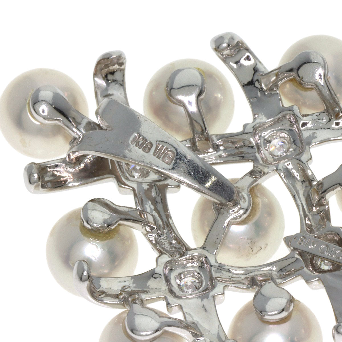 MIKIMOTO Pearl Pearl Diamond Pendant top K18 White Gold Ladies [Used]