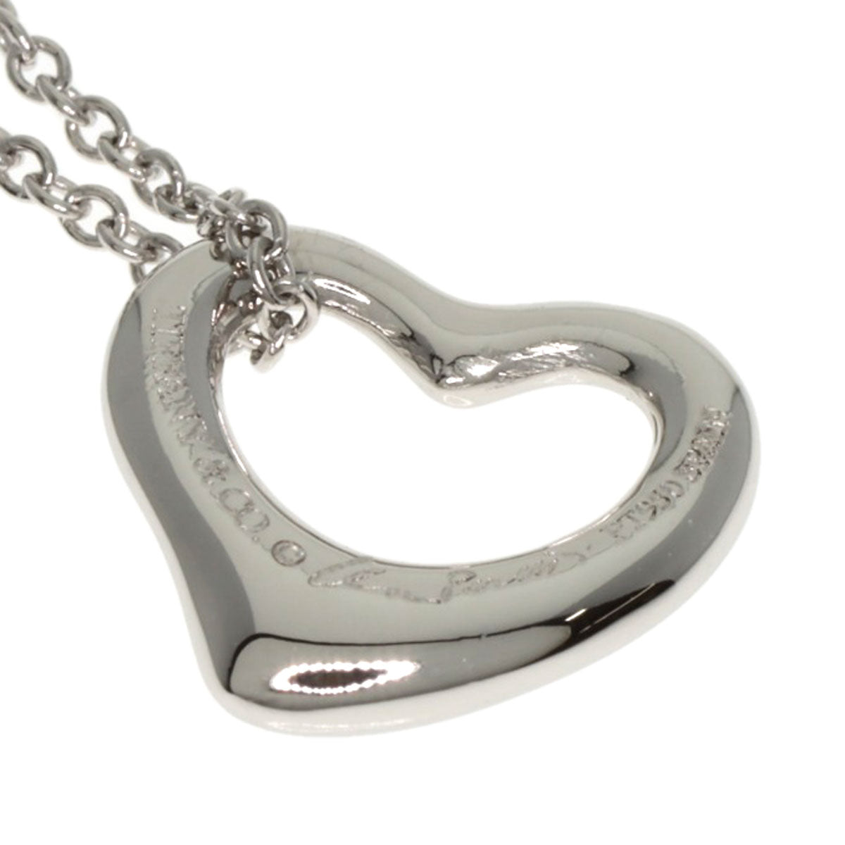 TIFFANY&Co. Open heart Necklace Platinum PT950 Ladies [Used]