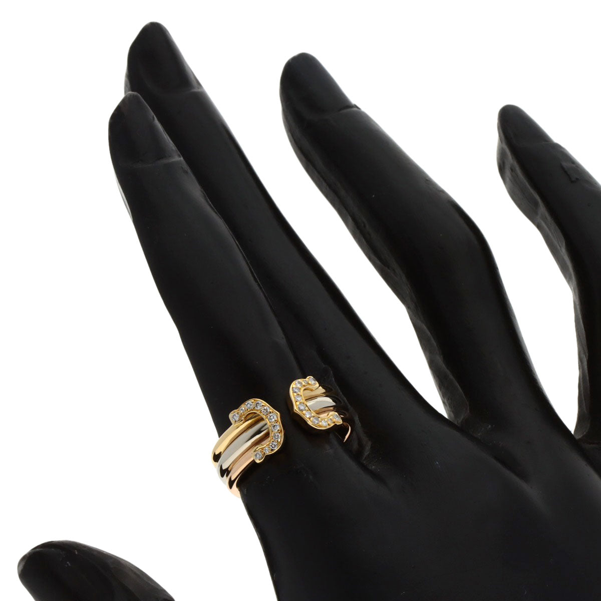 CARTIER 2C Ring SM Diamond #48 Ring K18 Yellow Gold K18 White GoldLadies [Used]