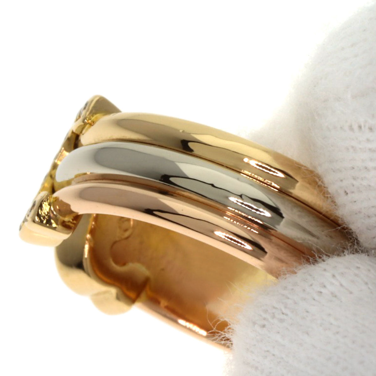 CARTIER 2C Ring SM Diamond #48 Ring K18 Yellow Gold K18 White GoldLadies [Used]