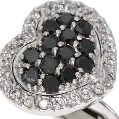 Ponte Vecchio Heart Diamond Black Diamond Earring K18 White Gold Ladies [Used]