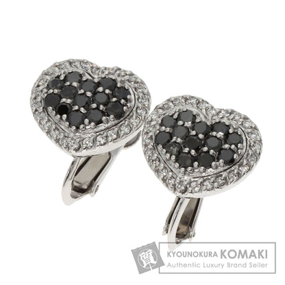Ponte Vecchio Heart Diamond Black Diamond Earring K18 White Gold Ladies [Used]