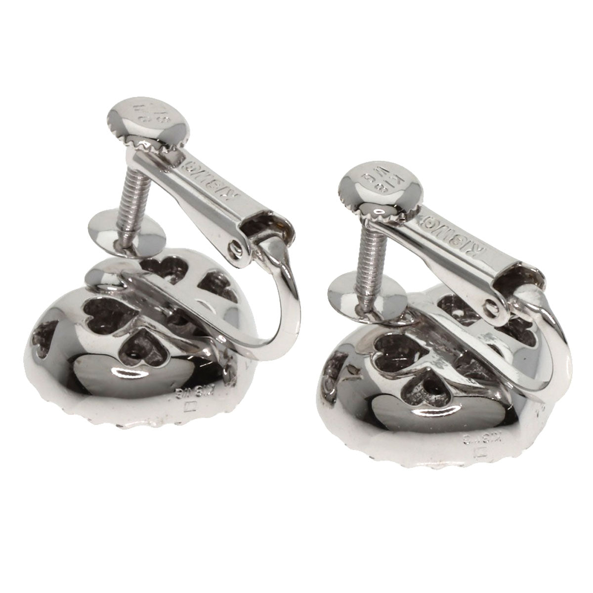 Ponte Vecchio Heart Diamond Black Diamond Earring K18 White Gold Ladies [Used]