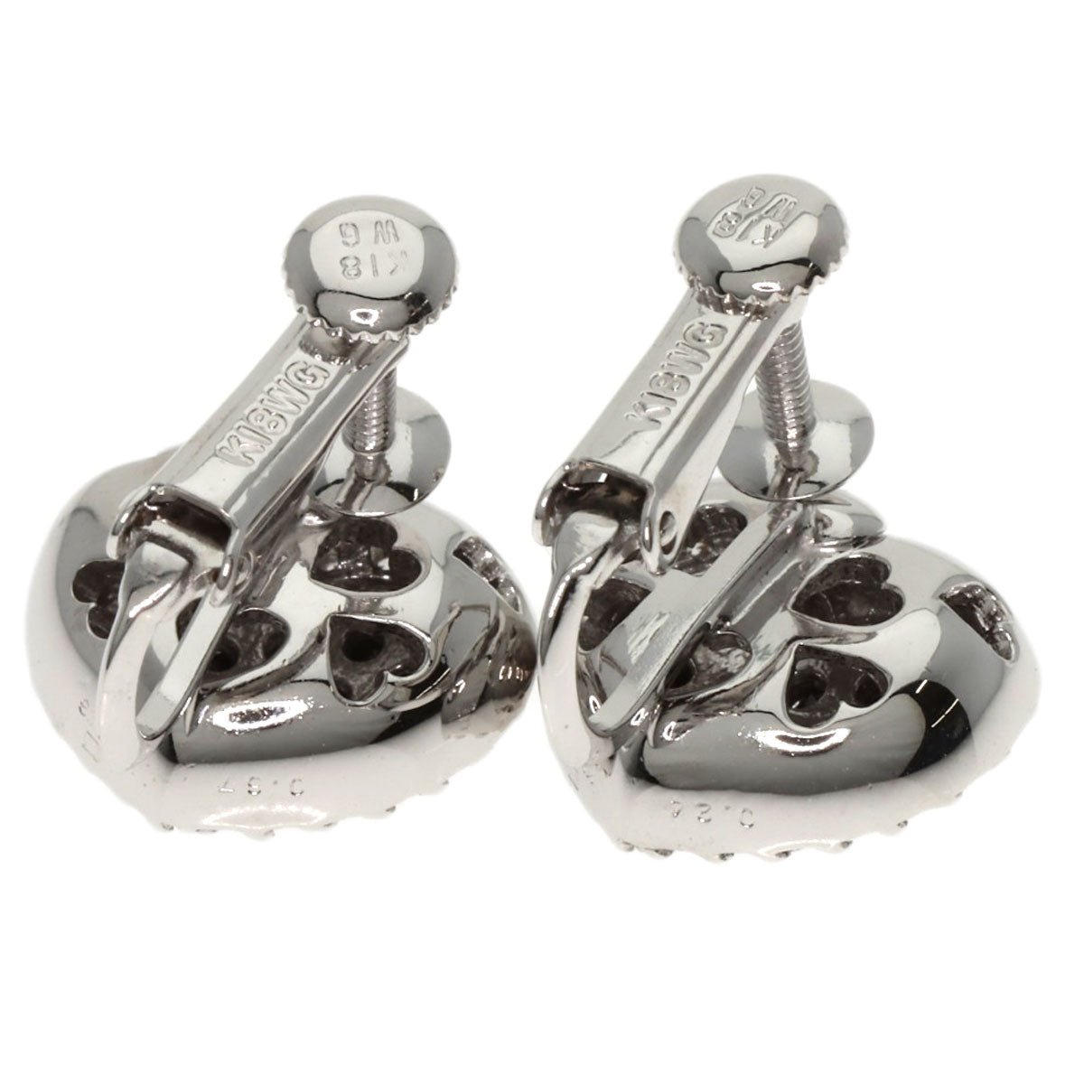 Ponte Vecchio Heart Diamond Black Diamond Earring K18 White Gold Ladies [Used]