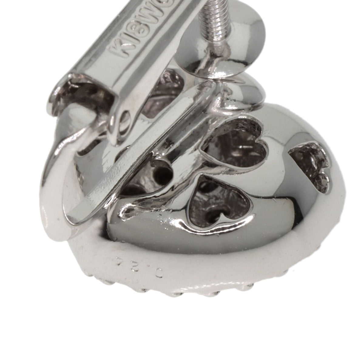 Ponte Vecchio Heart Diamond Black Diamond Earring K18 White Gold Ladies [Used]