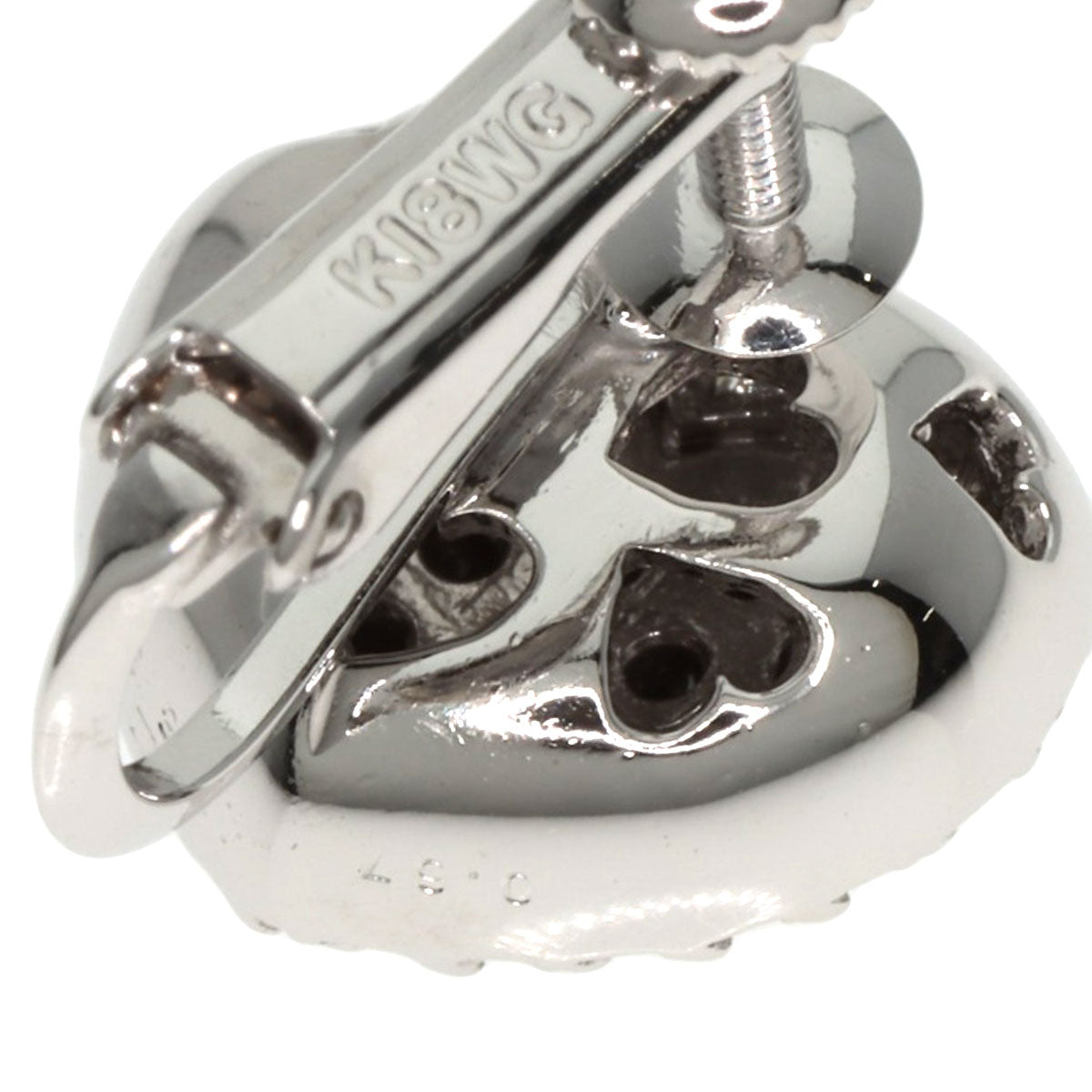 Ponte Vecchio Heart Diamond Black Diamond Earring K18 White Gold Ladies [Used]
