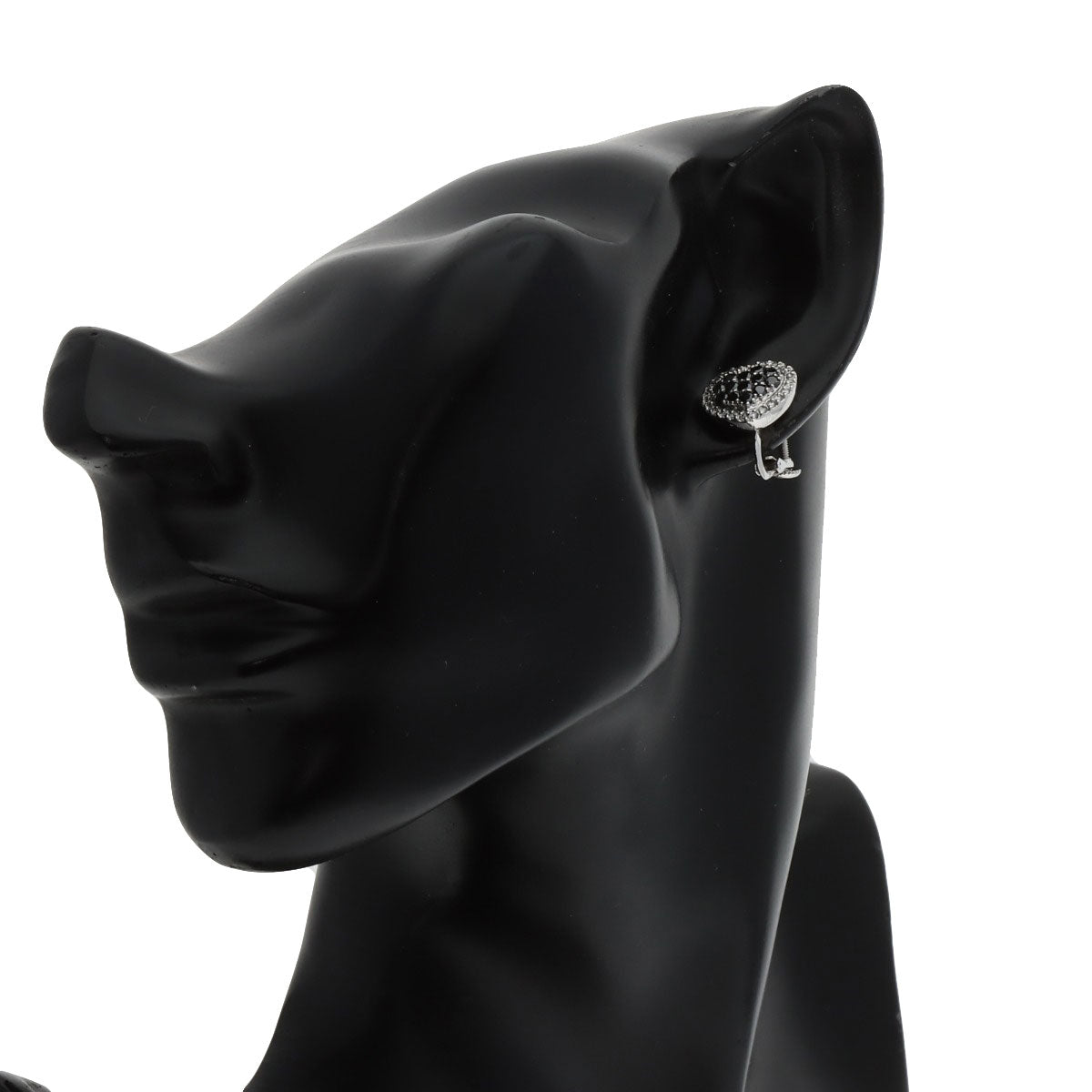 Ponte Vecchio Heart Diamond Black Diamond Earring K18 White Gold Ladies [Used]