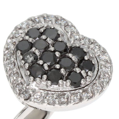 Ponte Vecchio Heart Diamond Black Diamond Earring K18 White Gold Ladies [Used]