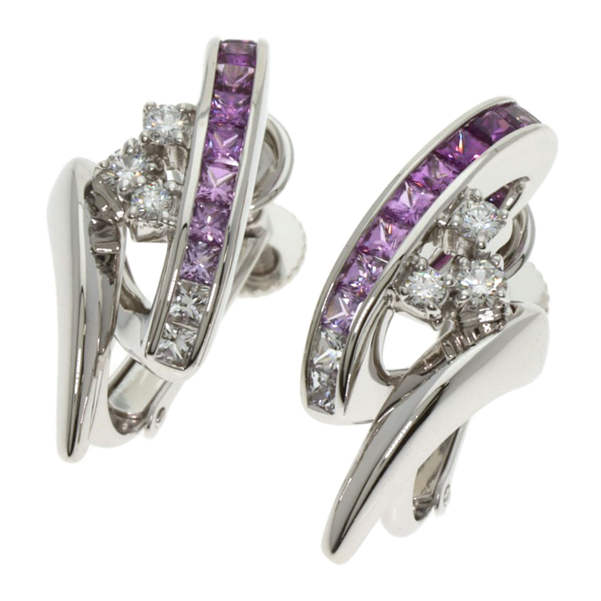 Jeunet Sapphire Diamond Earring K18 White Gold K14WGLadies [Used]