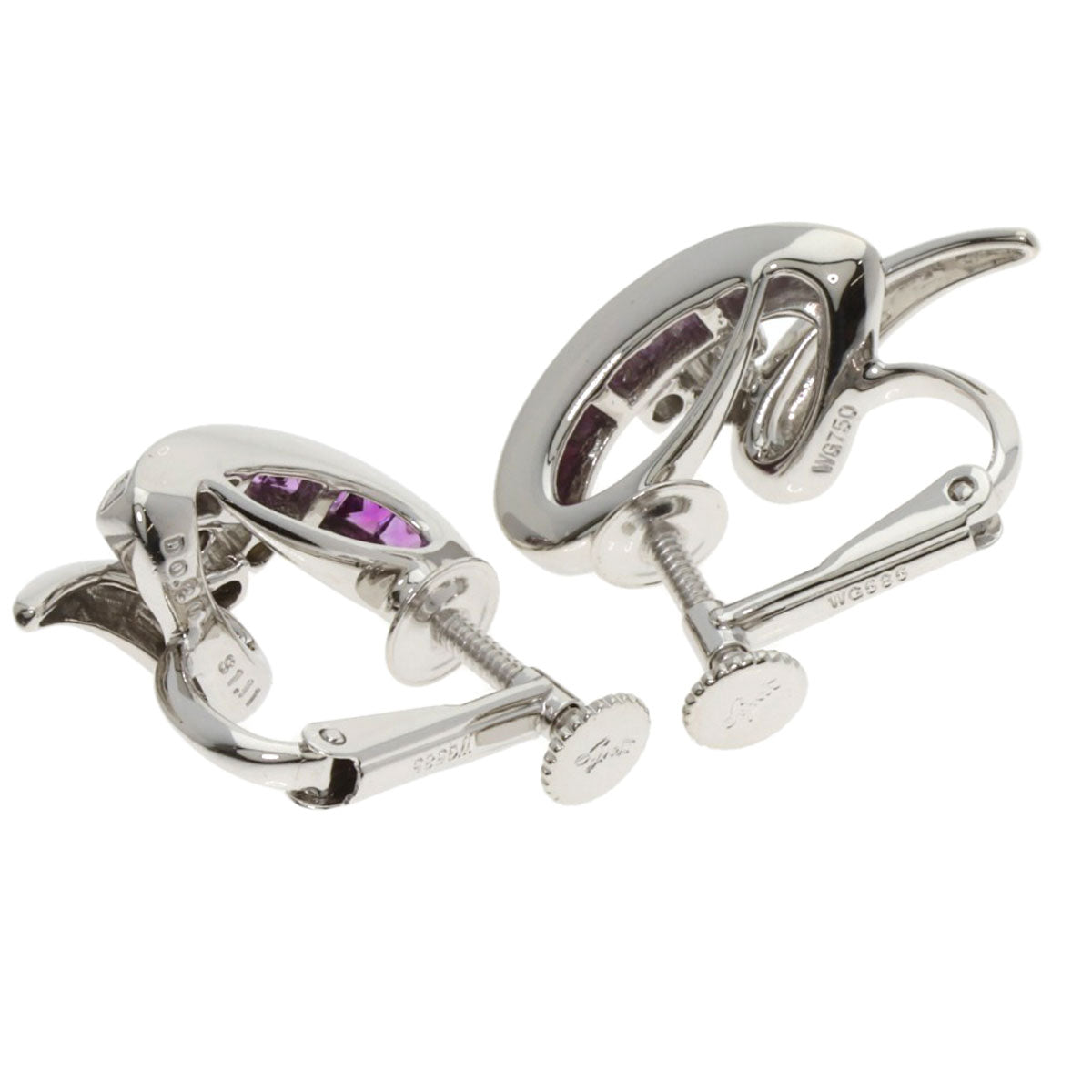 Jeunet Sapphire Diamond Earring K18 White Gold K14WGLadies [Used]