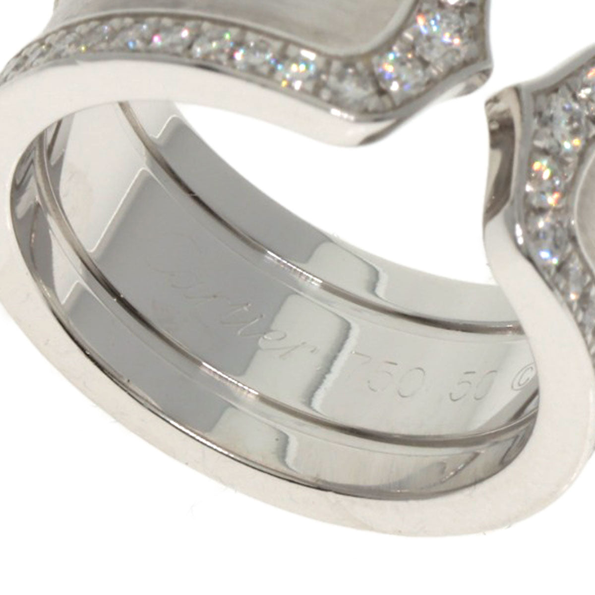 CARTIER C2 LM Edge Diamond #50 Ring K18 White Gold Ladies [Used]