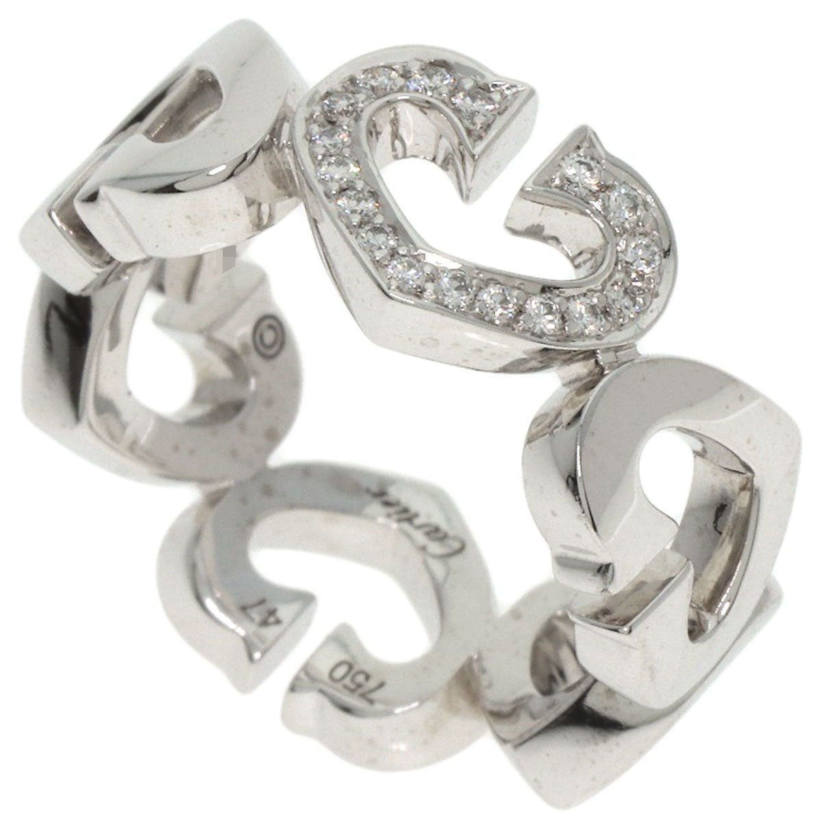 CARTIER C Heart Diamond #47 Ring K18 White Gold Ladies [Used]