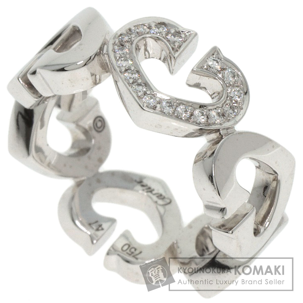 CARTIER C Heart Diamond #47 Ring K18 White Gold Ladies [Used]