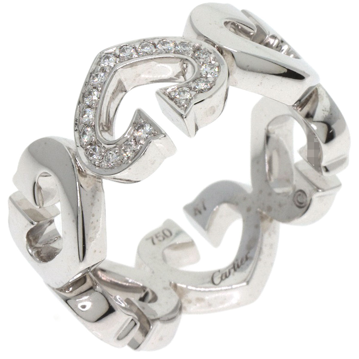 CARTIER C Heart Diamond #47 Ring K18 White Gold Ladies [Used]