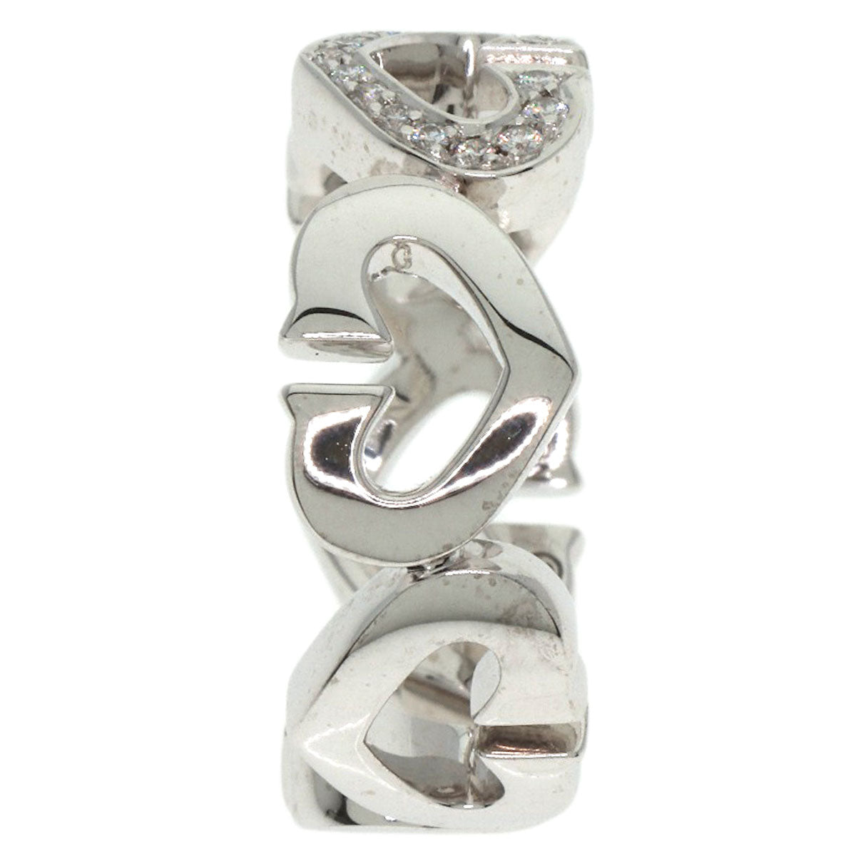 CARTIER C Heart Diamond #47 Ring K18 White Gold Ladies [Used]