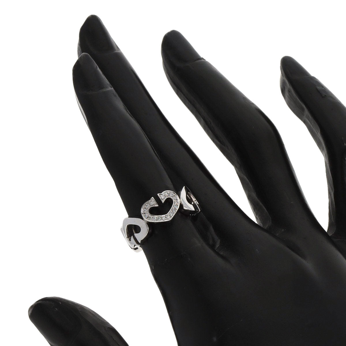 CARTIER C Heart Diamond #47 Ring K18 White Gold Ladies [Used]