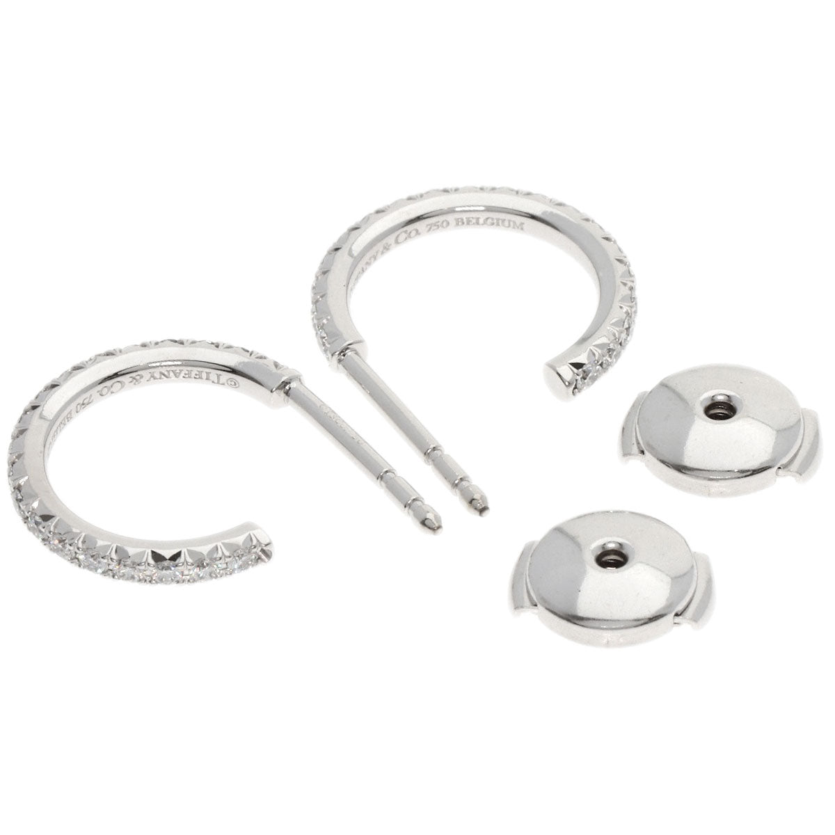 TIFFANY&Co. Metro Hoop Diamond earring K18 White Gold Ladies [Used]