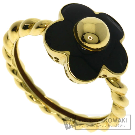 Ponte Vecchio Flower Motif Onyx Ring K18 Yellow Gold Ladies [Used]