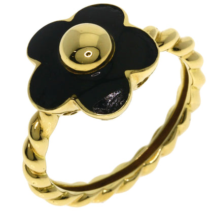 Ponte Vecchio Flower Motif Onyx Ring K18 Yellow Gold Ladies [Used]