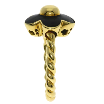Ponte Vecchio Flower Motif Onyx Ring K18 Yellow Gold Ladies [Used]