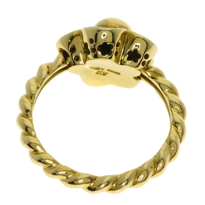 Ponte Vecchio Flower Motif Onyx Ring K18 Yellow Gold Ladies [Used]
