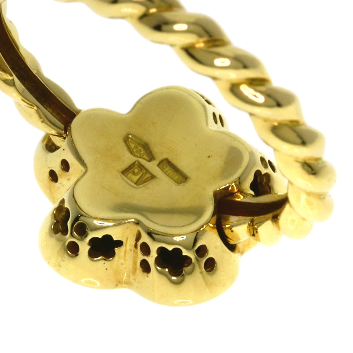 Ponte Vecchio Flower Motif Onyx Ring K18 Yellow Gold Ladies [Used]