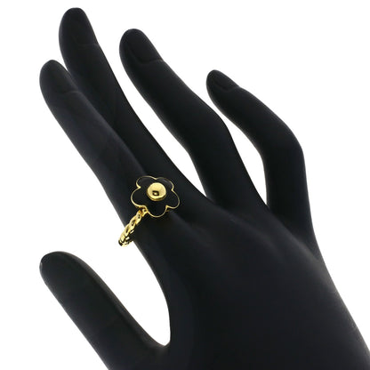 Ponte Vecchio Flower Motif Onyx Ring K18 Yellow Gold Ladies [Used]
