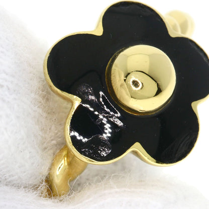 Ponte Vecchio Flower Motif Onyx Ring K18 Yellow Gold Ladies [Used]