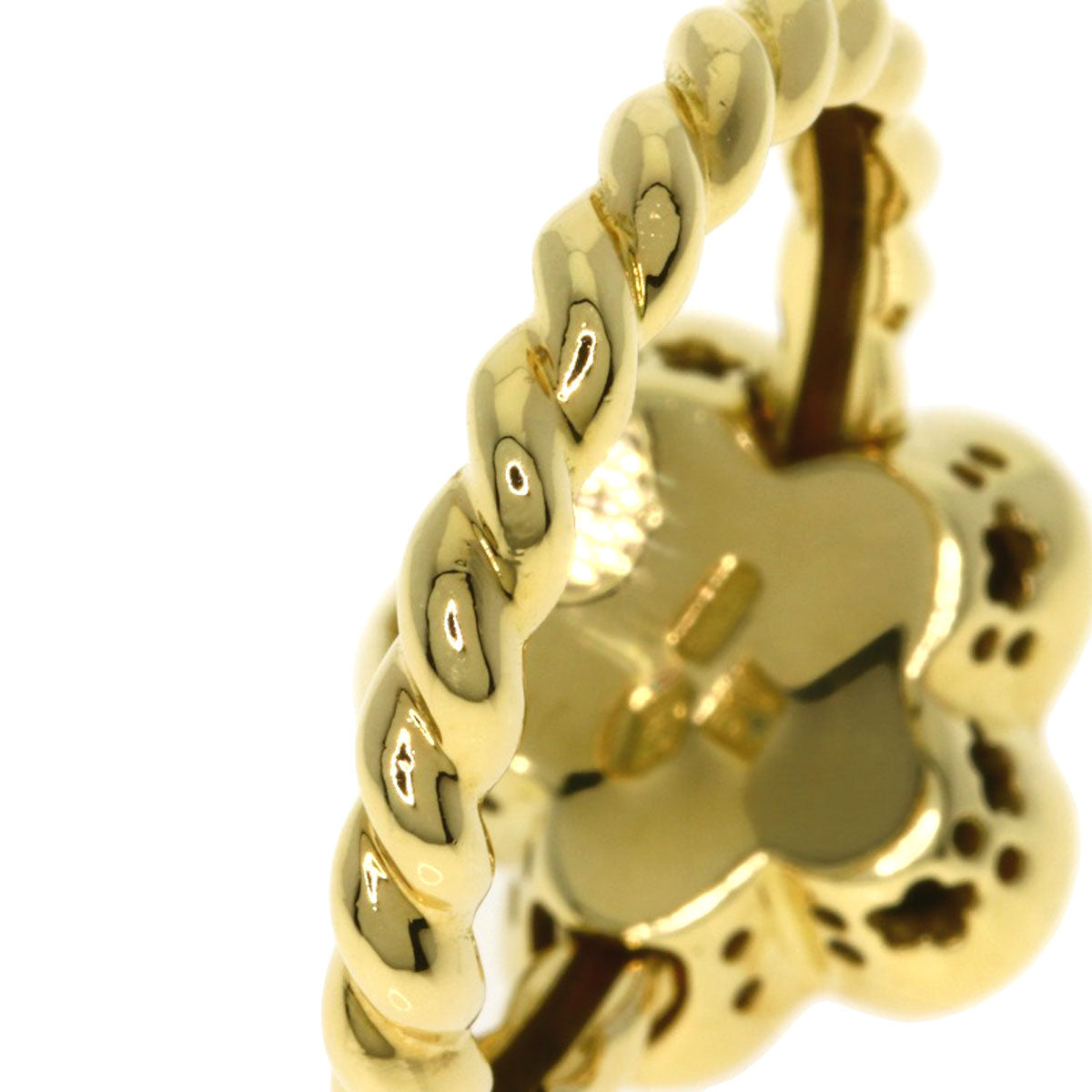 Ponte Vecchio Flower Motif Onyx Ring K18 Yellow Gold Ladies [Used]