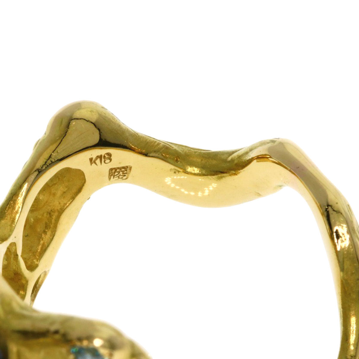 SHUN TAMURA Black Pearl Pearl Diamond Ring K18 Yellow Gold Ladies [Used]