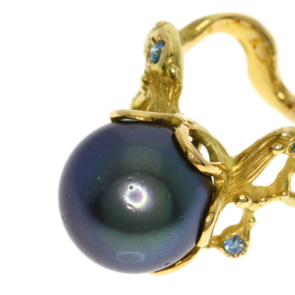 SHUN TAMURA Black Pearl Pearl Diamond Ring K18 Yellow Gold Ladies [Used]