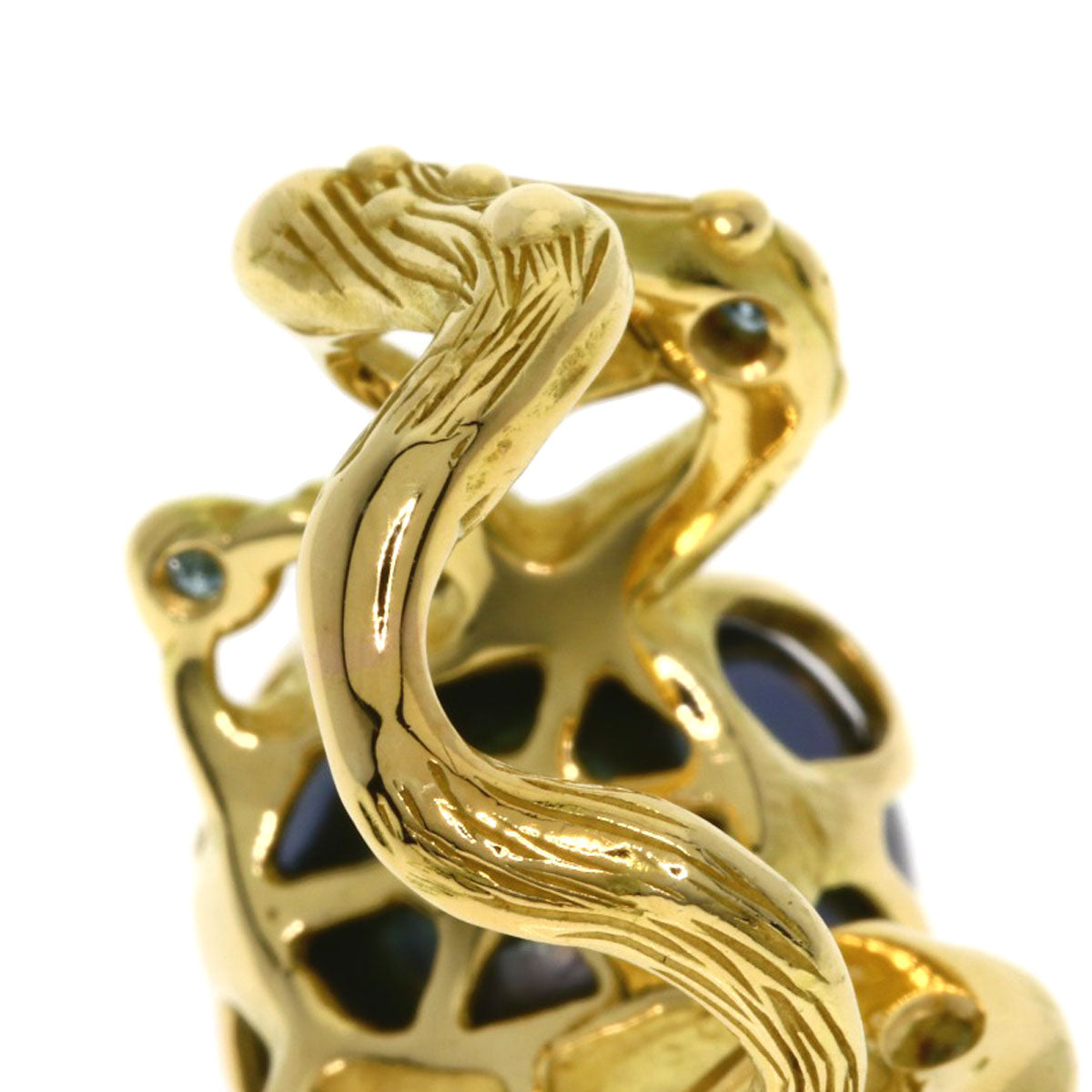 SHUN TAMURA Black Pearl Pearl Diamond Ring K18 Yellow Gold Ladies [Used]