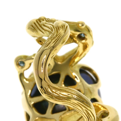 SHUN TAMURA Black Pearl Pearl Diamond Ring K18 Yellow Gold Ladies [Used]