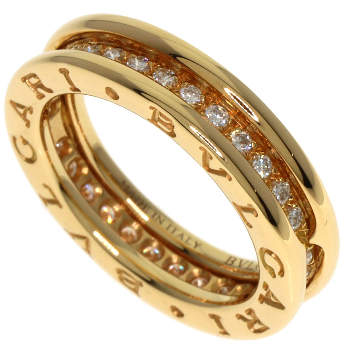 BVLGARI B.zero1 1 Band Full Diamond #49 Ring K18 Yellow Gold Ladies [Used]