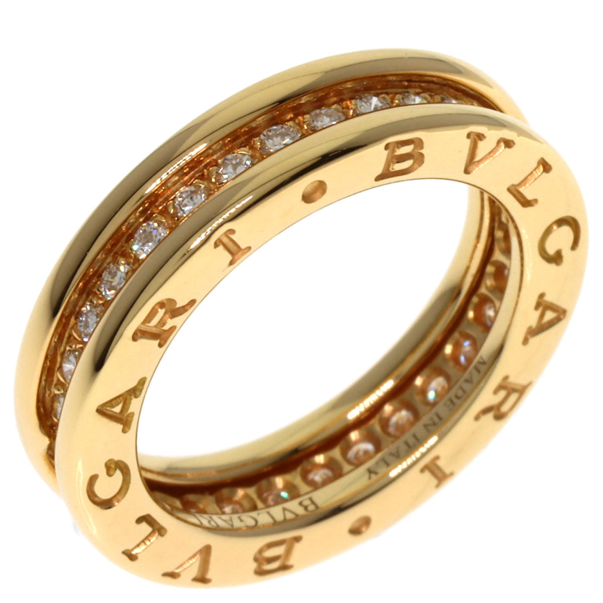 BVLGARI B.zero1 1 Band Full Diamond #49 Ring K18 Yellow Gold Ladies [Used]