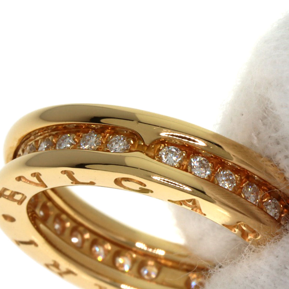 BVLGARI B.zero1 1 Band Full Diamond #49 Ring K18 Yellow Gold Ladies [Used]