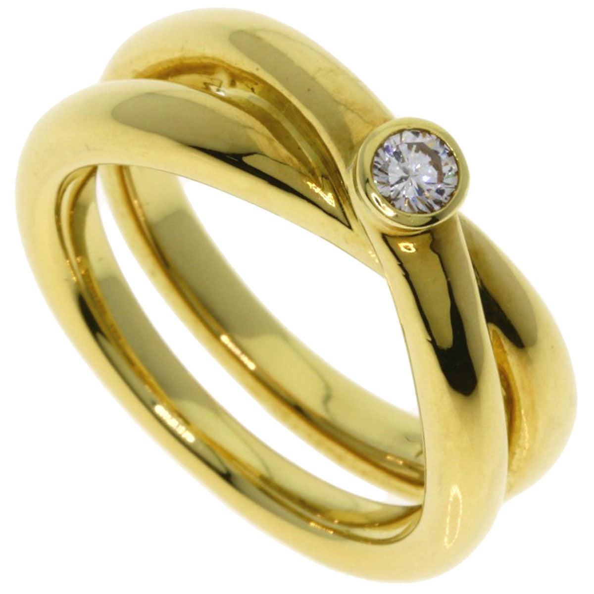 TIFFANY&Co. Paloma Picasso Cross 1P Diamond Ring K18 Yellow Gold Ladies [Used]