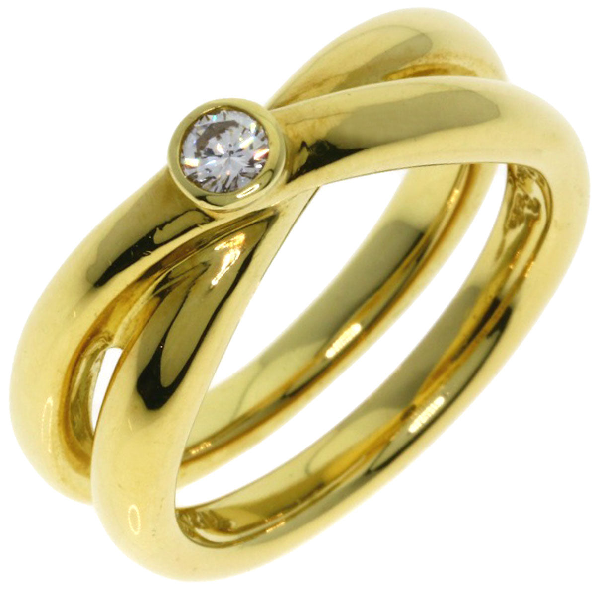 TIFFANY&Co. Paloma Picasso Cross 1P Diamond Ring K18 Yellow Gold Ladies [Used]