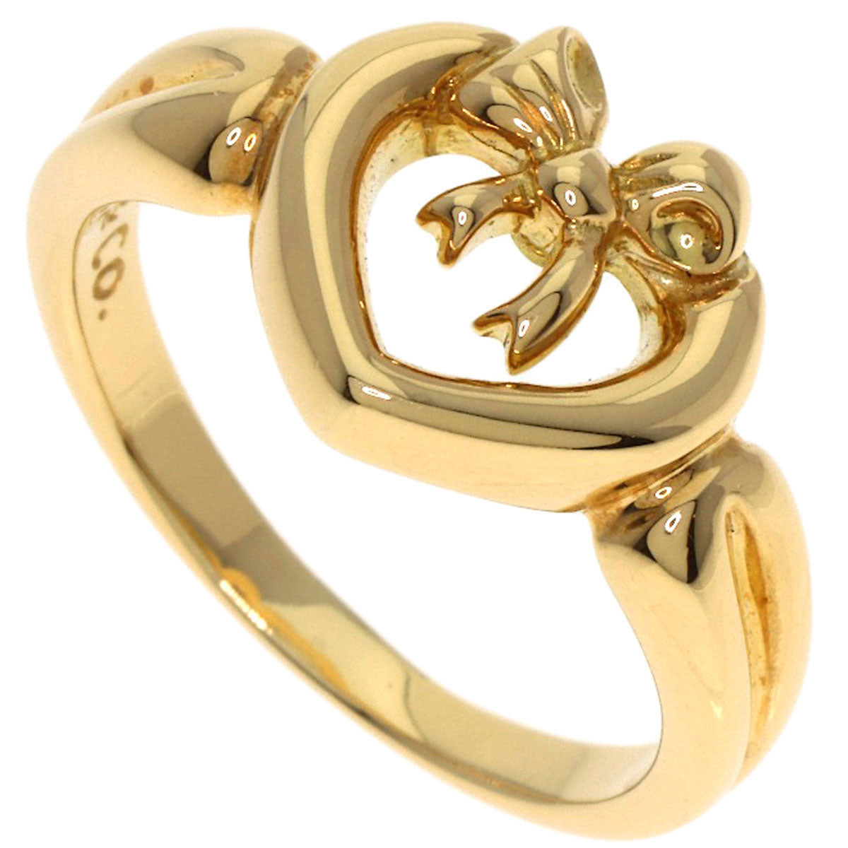 TIFFANY&Co. Ribbon heart Ring K18 Yellow Gold Ladies [Used]