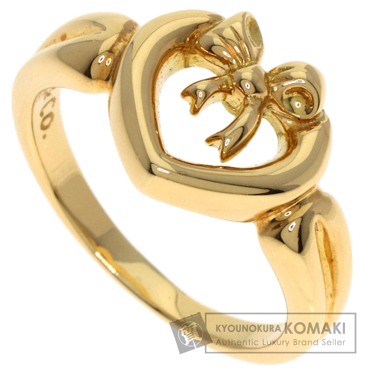 TIFFANY&Co. Ribbon heart Ring K18 Yellow Gold Ladies [Used]