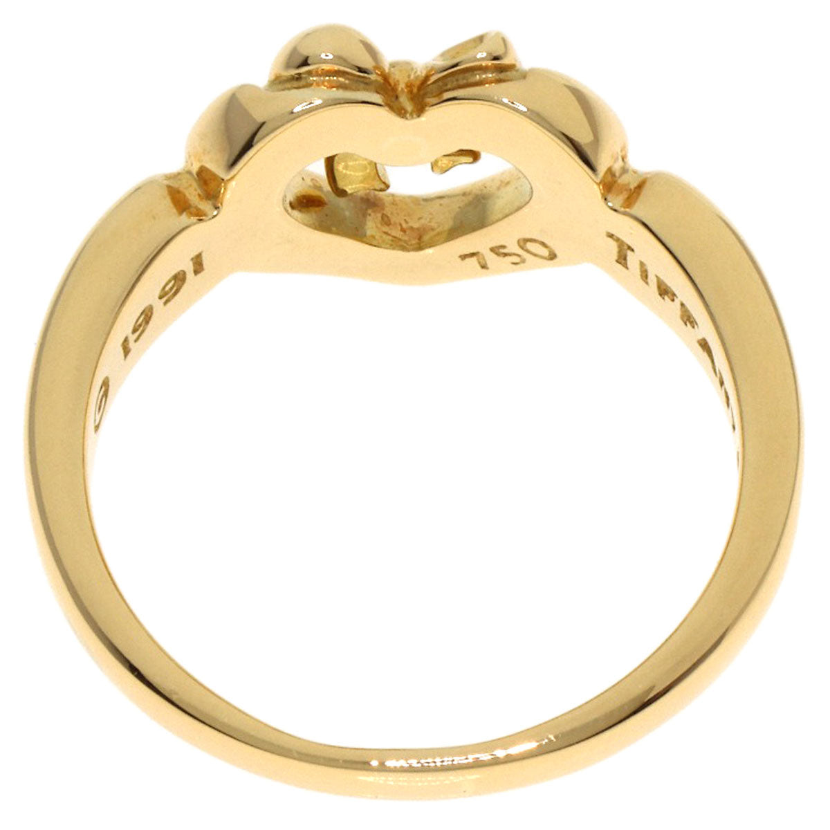 TIFFANY&Co. Ribbon heart Ring K18 Yellow Gold Ladies [Used]