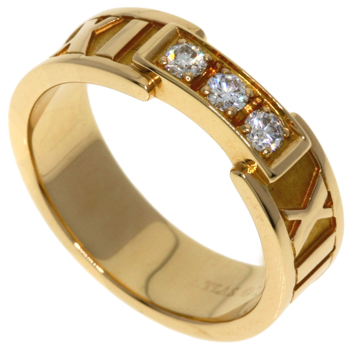 TIFFANY&Co. Atlas 3P Diamond Ring K18 Pink Gold Ladies [Used]