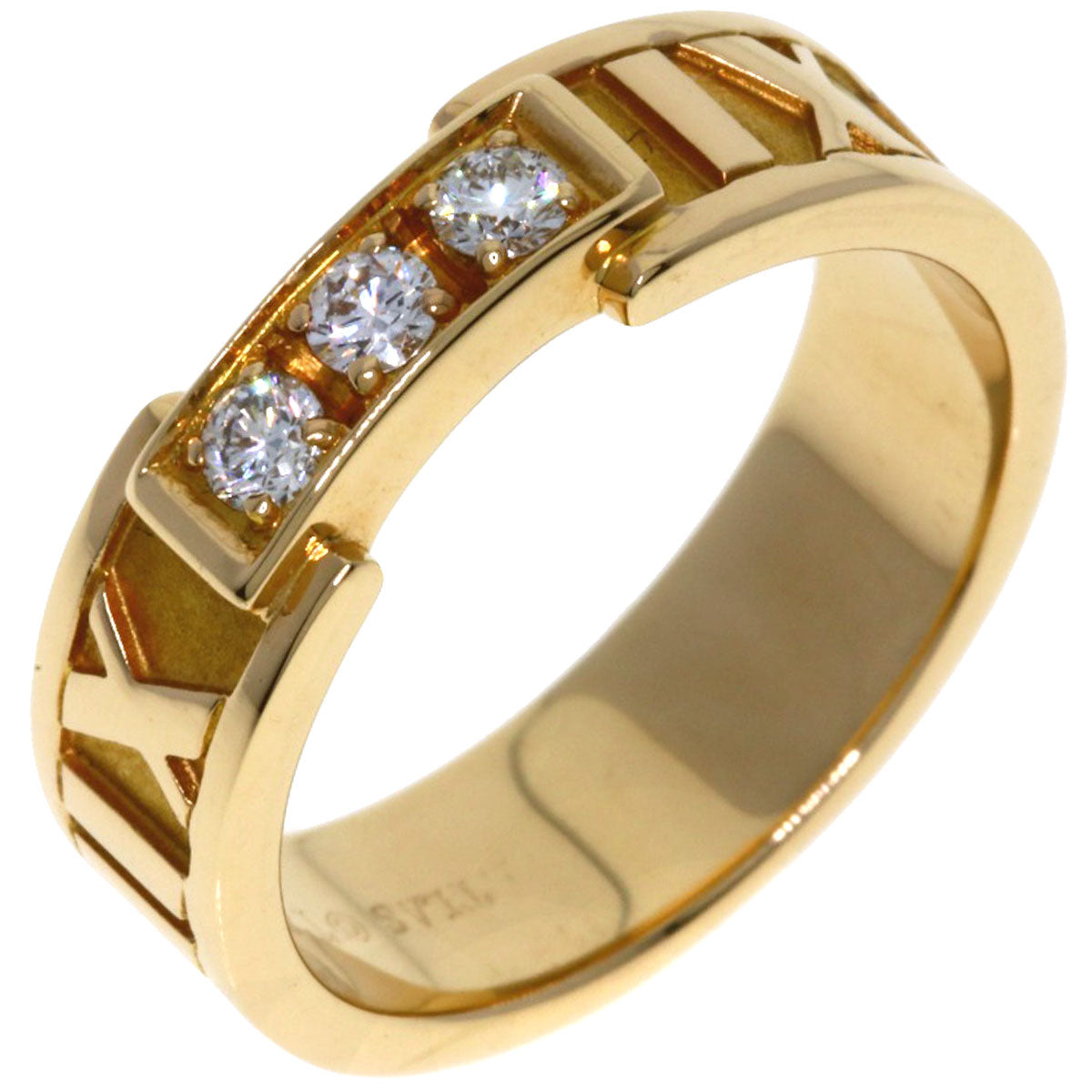 TIFFANY&Co. Atlas 3P Diamond Ring K18 Pink Gold Ladies [Used]