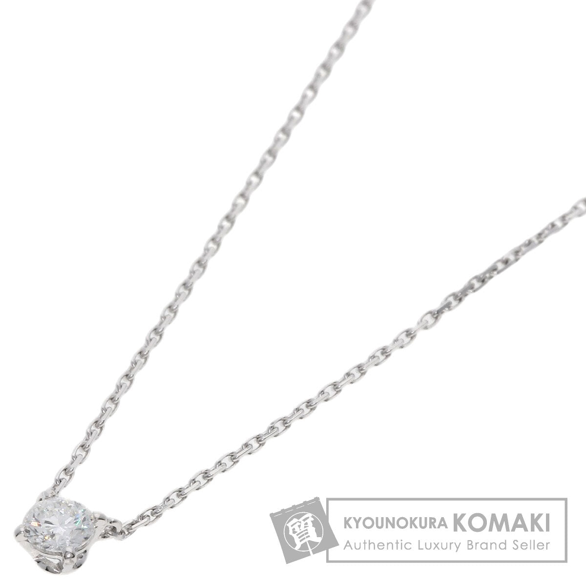CARTIER Solitaire DiamondE-VVS2-VG Necklace K18 White Gold Ladies [Used]