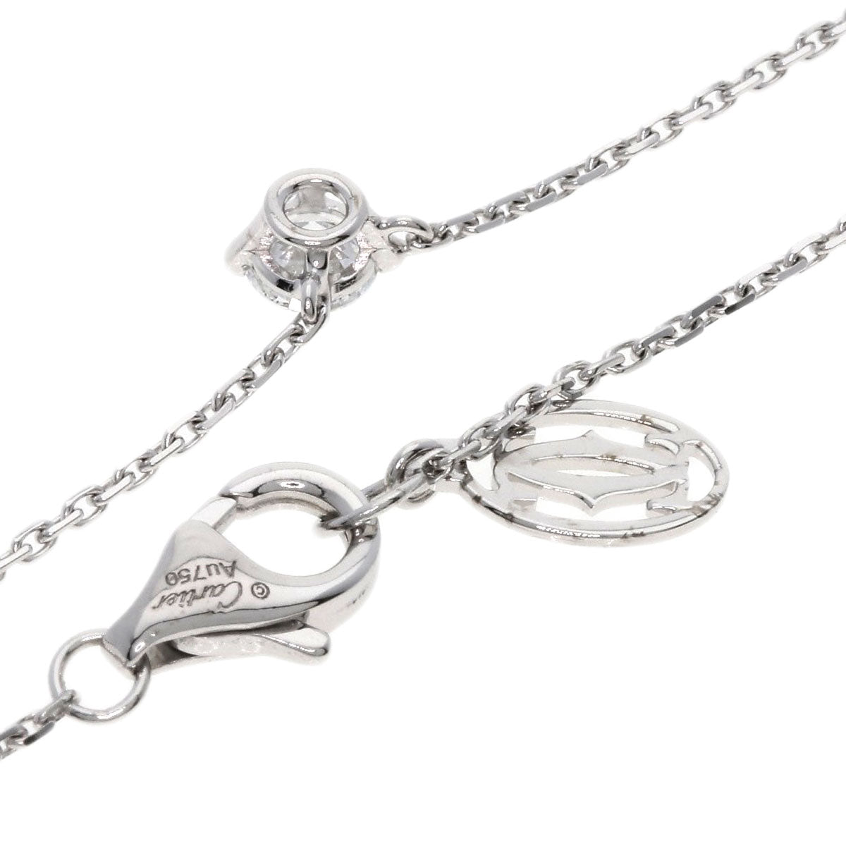 CARTIER Solitaire DiamondE-VVS2-VG Necklace K18 White Gold Ladies [Used]